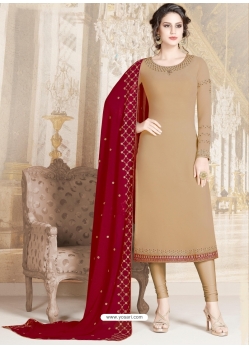 Light Beige Designer Party Wear Straight Salwar Suit