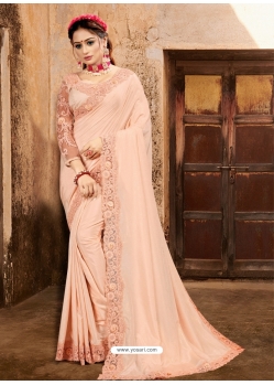 Light Orange Designer Party Wear Sari