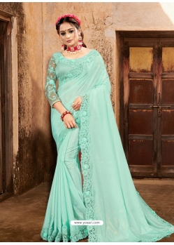 Sky Blue Designer Party Wear Sari