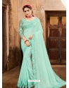 Sky Blue Designer Party Wear Sari