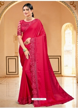 Crimson Designer Party Wear Sari