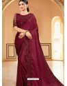 Maroon Designer Party Wear Sari