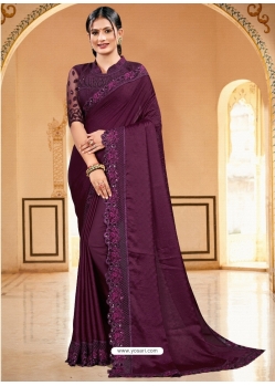 Purple Designer Party Wear Sari