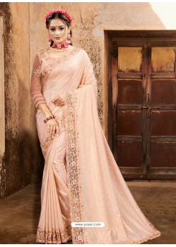 Light Orange Designer Party Wear Sari