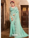 Aqua Mint Designer Party Wear Sari