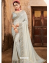 Light Grey Designer Party Wear Sari