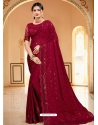 Maroon Designer Party Wear Sari