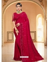 Tomato Red Designer Party Wear Sari