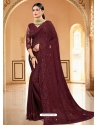 Maroon Designer Party Wear Sari