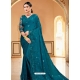 Teal Blue Designer Party Wear Sari