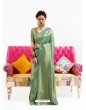 Sea Green Latest Designer Nylon Two Tone Softy Silk Traditional Wear Sari
