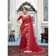 Tomato Red Latest Designer Vichitra Silk Traditional Wear Sari