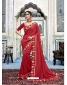 Tomato Red Latest Designer Vichitra Silk Traditional Wear Sari