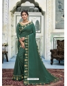 Dark Green Latest Designer Vichitra Silk Traditional Wear Sari