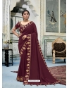 Deep Wine Latest Designer Vichitra Silk Traditional Wear Sari