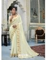 Off White Latest Designer Vichitra Silk Traditional Wear Sari