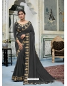 Dark Grey Latest Designer Vichitra Silk Traditional Wear Sari