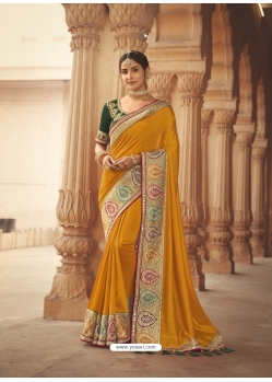 Mustard Latest Designer Cosa Silk Traditional Wear Sari