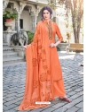 Orange Designer Cotton Silk Party Wear Palazzo Salwar Suit