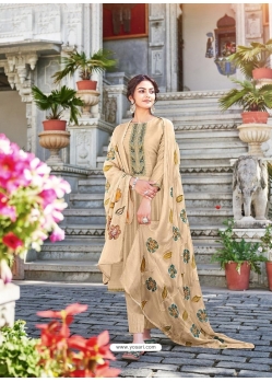 Light Beige Designer Cotton Silk Party Wear Palazzo Salwar Suit