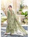 Olive Green Designer Cotton Silk Party Wear Palazzo Salwar Suit