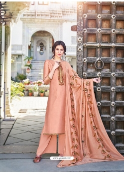 Light Orange Designer Cotton Silk Party Wear Palazzo Salwar Suit