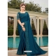 Teal Blue Latest Designer Silk Satin Party Wear Sari