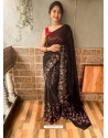 Black Heavy Premium Georgette Sequins With Embroidery Sari