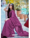 Purple Traditional Premium Super Net Heavy Designer Sari