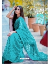 Turquoise Traditional Premium Super Net Heavy Designer Sari