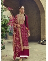 Rose Red Designer Faux Georgette Party Wear Palazzo Salwar Suit