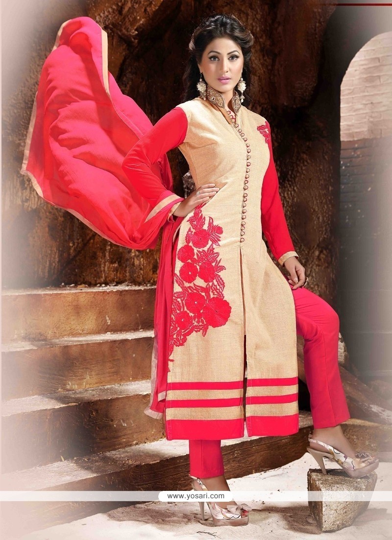 Exciting Chanderi Cotton Hina Khan Churidar Salwar Suit