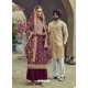 Deep Wine Designer Faux Georgette Party Wear Palazzo Salwar Suit