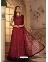 Maroon Designer Party Wear Anarkali Suit