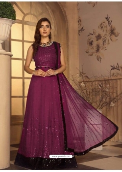 Deep Wine Designer Party Wear Anarkali Suit