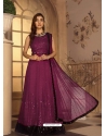 Deep Wine Designer Party Wear Anarkali Suit