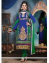 Blue And Green Shaded Georgette Churidar Suit