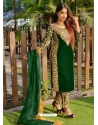 Forest Green Designer Party Wear Velvet Pakistani Suit