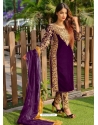 Purple Designer Party Wear Velvet Pakistani Suit