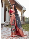 Dark Grey Designer Party Wear Malashree Silk Sari