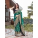 Aqua Mint Designer Party Wear Malashree Silk Sari