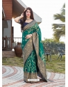 Aqua Mint Designer Party Wear Malashree Silk Sari