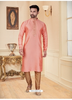 Peach Exclusive Readymade Designer Kurta Pajama