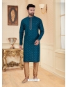 Teal Blue Exclusive Readymade Designer Kurta Pajama