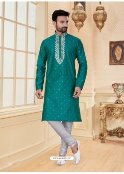 Teal Exclusive Readymade Designer Kurta Pajama