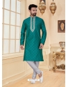 Teal Exclusive Readymade Designer Kurta Pajama