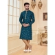 Teal Blue Exclusive Readymade Designer Kurta Pajama