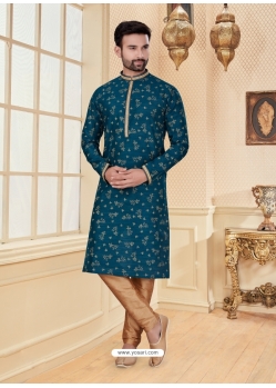 Teal Blue Exclusive Readymade Designer Kurta Pajama