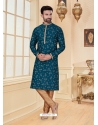 Teal Blue Exclusive Readymade Designer Kurta Pajama