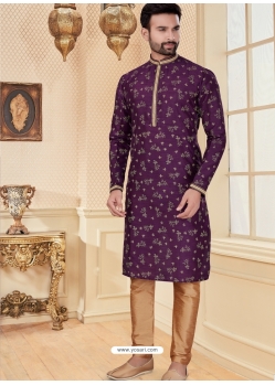 Purple Exclusive Readymade Designer Kurta Pajama